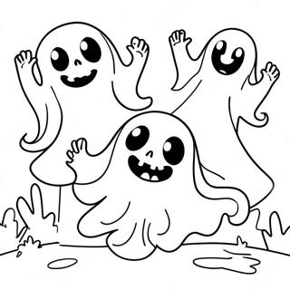 Spooky Ghosts Floating Coloring Page 31804-25160