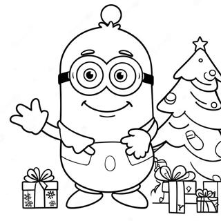 Festive Minion Decorating A Christmas Tree Coloring Page 31824-25169