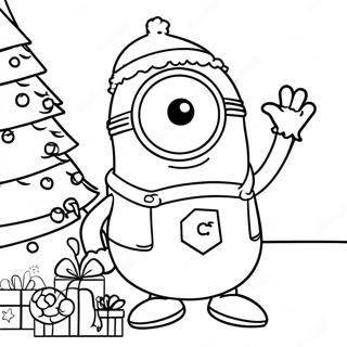 Festive Minion Decorating A Christmas Tree Coloring Page 31824-25170