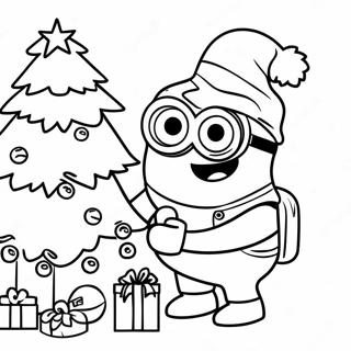 Festive Minion Decorating A Christmas Tree Coloring Page 31824-25171