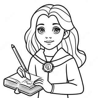 Hermione With Wand And Spellbook Coloring Page 31834-25153