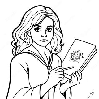 Hermione With Wand And Spellbook Coloring Page 31834-25155