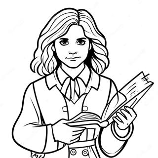 Hermione With Wand And Spellbook Coloring Page 31834-25156