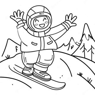 Cheerful Snowboarder Coloring Page 32014-25327