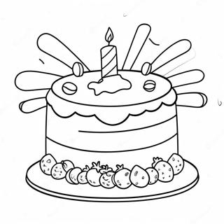 Happy 1st Birthday Cake Coloring Page 32083-25367