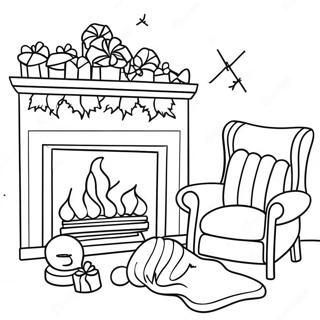 Christmas Fireplace Coloring Pages