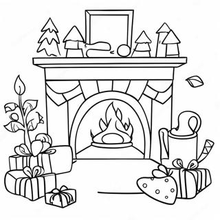 Cozy Christmas Fireplace Coloring Page 32393-25659