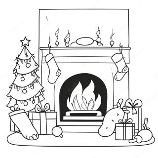 Festive Fireplace With Stockings Coloring Page 32394-25609