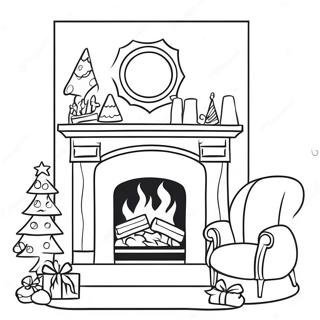 Festive Fireplace With Stockings Coloring Page 32394-25610