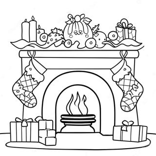 Festive Fireplace With Stockings Coloring Page 32394-25611