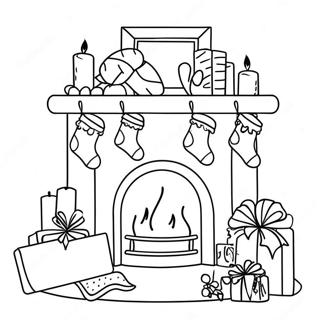 Festive Fireplace With Stockings Coloring Page 32394-25612