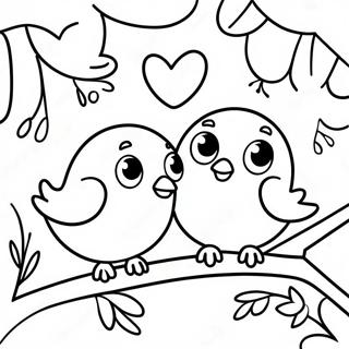 Cute Love Birds On A Branch Coloring Page 32424-25631