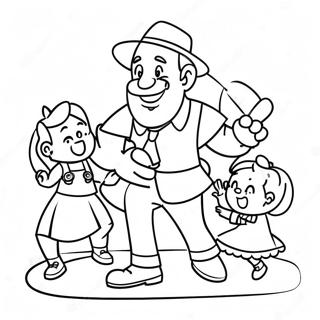 Funny Uncle Playing With Kids Coloring Page 32984-26077