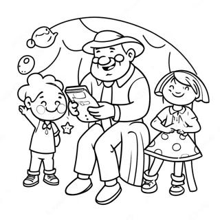 Funny Uncle Playing With Kids Coloring Page 32984-26078