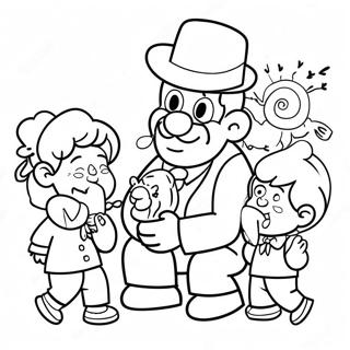 Funny Uncle Playing With Kids Coloring Page 32984-26080