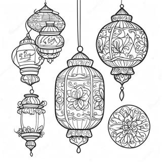 Colorful Eid Lanterns Coloring Page 3301-2627