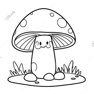 Adorable Cartoon Mushroom Coloring Page 33044-26143