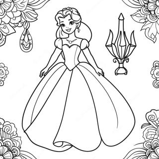 Elegant Disney Prinsessa Pappersdocka Färgläggningssida 33054-26134