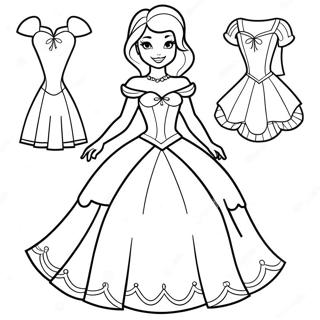 Elegant Disney Princess Paper Doll Coloring Page 33054-26135