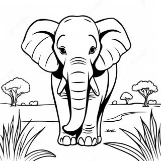 Majestic Elephant In The Savanna Coloring Page 33184-26245