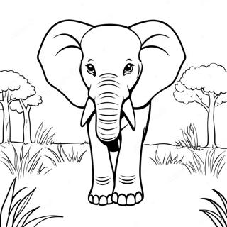 Majestic Elephant In The Savanna Coloring Page 33184-26246