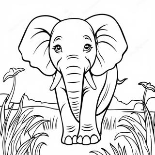 Majestic Elephant In The Savanna Coloring Page 33184-26247