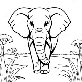 Majestic Elephant In The Savanna Coloring Page 33184-26248