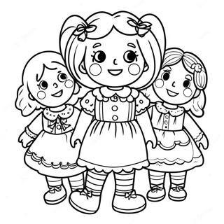 Raggedy Ann Alegre Com Amigos Página Para Colorir 33274-26307