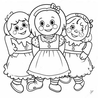 Arkadaşlarıyla Neşeli Raggedy Ann Boyama Sayfası 33274-26308