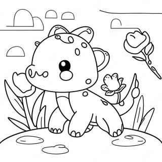 Cute Minecraft Axolotl With Flowers Coloring Page 33354-26371