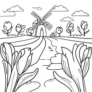 Holland Landscape With Tulips Coloring Page 33413-26414