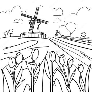 Holland Landscape With Tulips Coloring Page 33413-26415