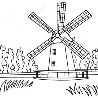 Traditional Dutch Windmill Coloring Page 33414-26429