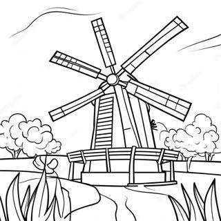 Traditional Dutch Windmill Coloring Page 33414-26430