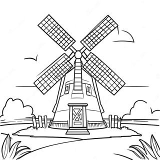 Traditional Dutch Windmill Coloring Page 33414-26431