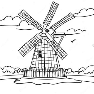 Traditional Dutch Windmill Coloring Page 33414-26432