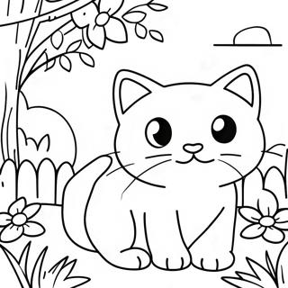 Playful Calico Cat In Garden Coloring Page 33464-26458