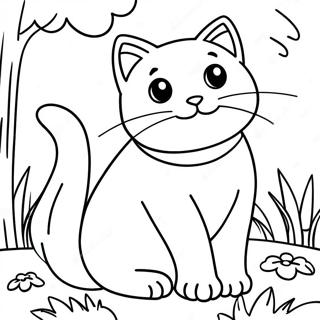 Playful Calico Cat In Garden Coloring Page 33464-26460