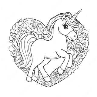 Sparkly Unicorn Heart Coloring Page 33624-26601