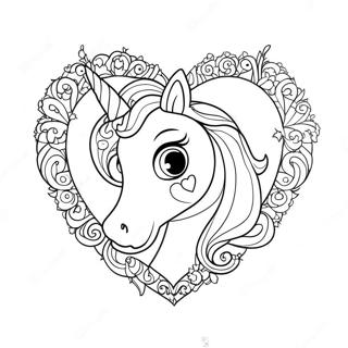 Sparkly Unicorn Heart Coloring Page 33624-26603