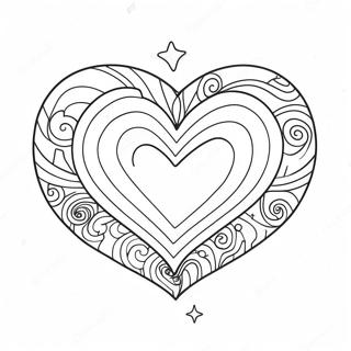 Colorful Rainbow Heart With Stars Coloring Page 33734-26673