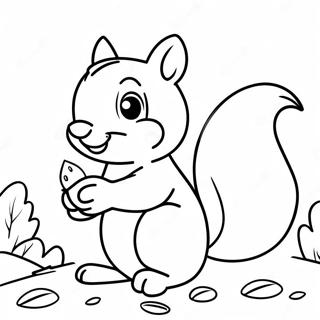 Cute Squirrel Holding An Acorn Coloring Page 3381-2706