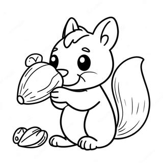 Cute Squirrel Holding An Acorn Coloring Page 3381-2708