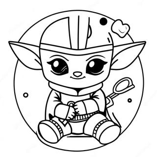 Cute Mandalorian With Baby Yoda Coloring Page 33824-26753