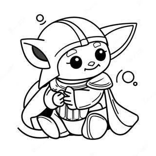 Cute Mandalorian With Baby Yoda Coloring Page 33824-26755