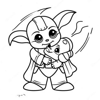 Cute Mandalorian With Baby Yoda Coloring Page 33824-26756