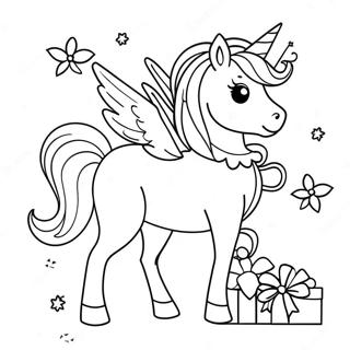 Unicorn Christmas Coloring Page 3390-2714