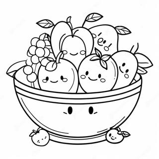 Colorful Fruit Bowl With Smiling Faces Coloring Page 33944-26842