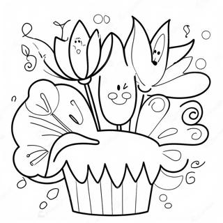 Happy Birthday Flowers Coloring Pages