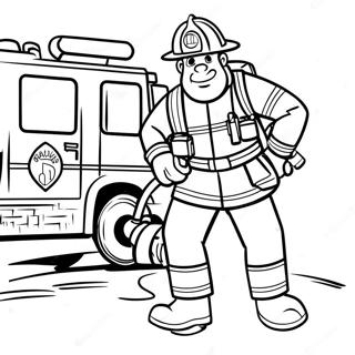 Brave Firefighter In Action Coloring Page 33984-26889